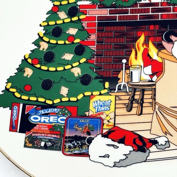 Vintage Nabisco Christmas Plate Ltd Ed. Oreo Animal Crackers Wheat Thins W Box - Picture 2 of 8